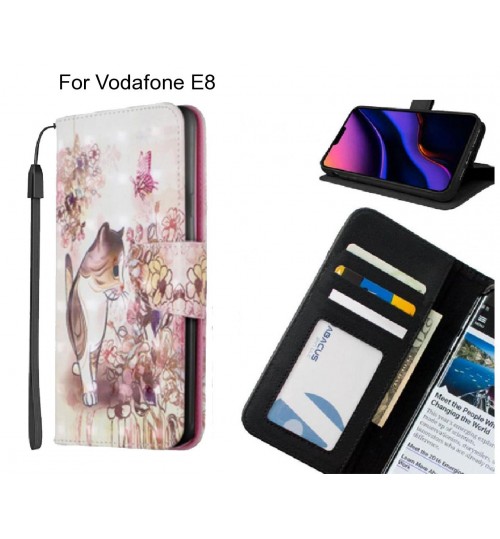 Vodafone E8 Case Leather Wallet Case 3D Pattern Printed
