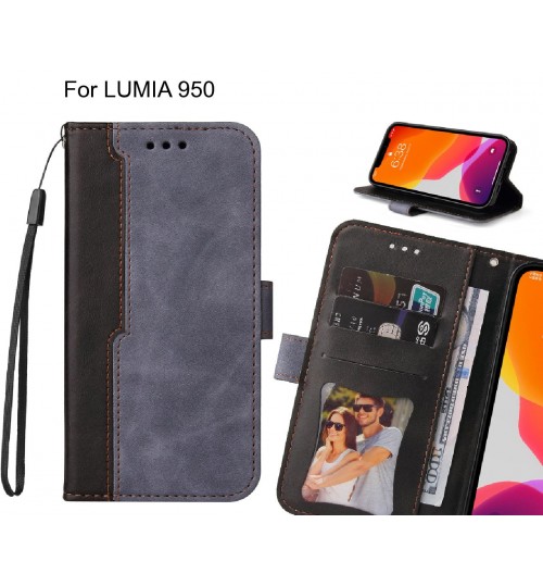 Lumia 950 Case Wallet Denim Leather Case Cover - Grey