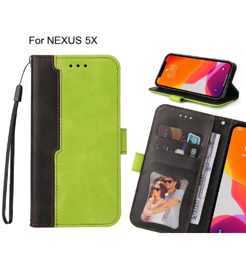 Nexus 5x Case Wallet Denim Leather Case Cover - Green