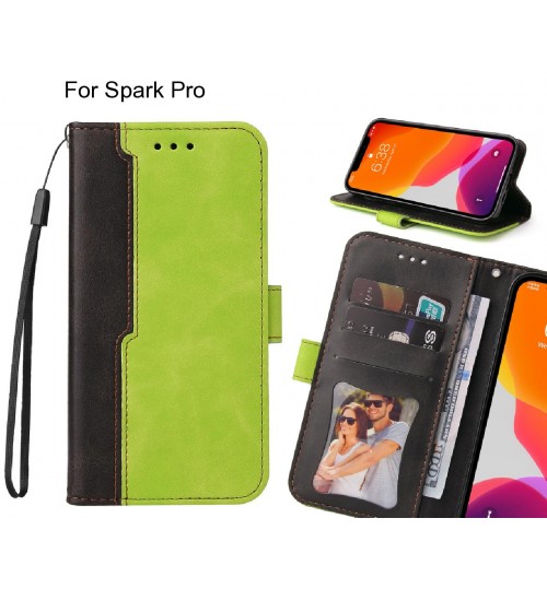 Spark Pro Case Wallet Denim Leather Case Cover - Green
