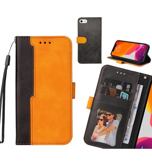 Iphone 5 Case Wallet Denim Leather Case Cover - Orange