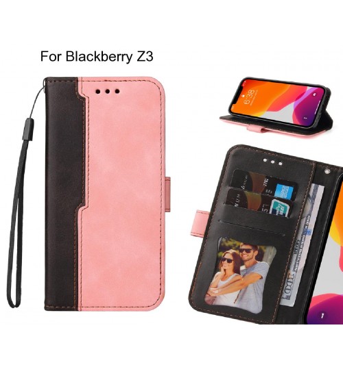 Blackberry Z3 Case Wallet Denim Leather Case Cover - Pink