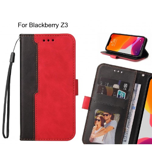 Blackberry Z3 Case Wallet Denim Leather Case Cover - Red