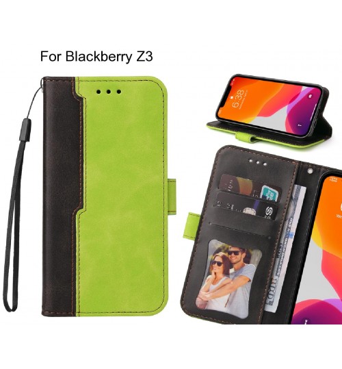 Blackberry Z3 Case Wallet Denim Leather Case Cover - Green