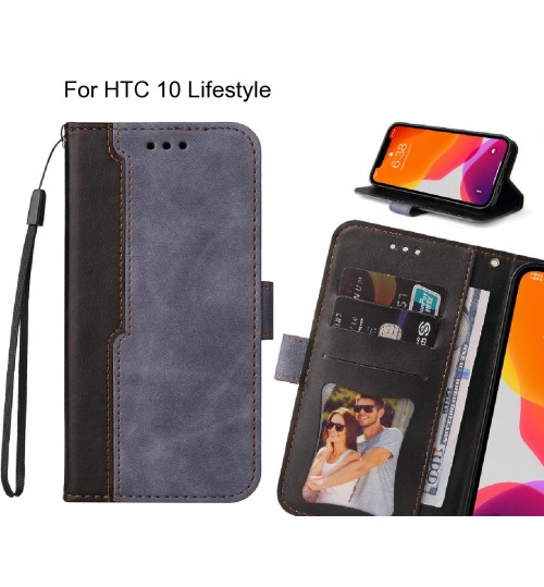 Htc 10 Lifestyle Case Wallet Denim Leather Case Cover - Grey
