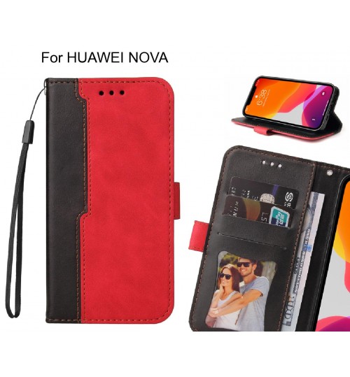 Huawei Nova Case Wallet Denim Leather Case Cover - Red