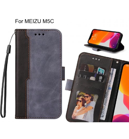 Meizu M5c Case Wallet Denim Leather Case Cover - Grey