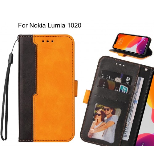 Nokia Lumia 1020 Case Wallet Denim Leather Case Cover - Orange
