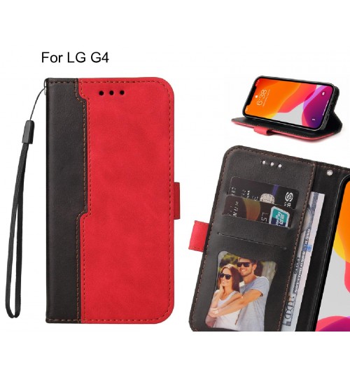 Lg G4 Case Wallet Denim Leather Case Cover - Red