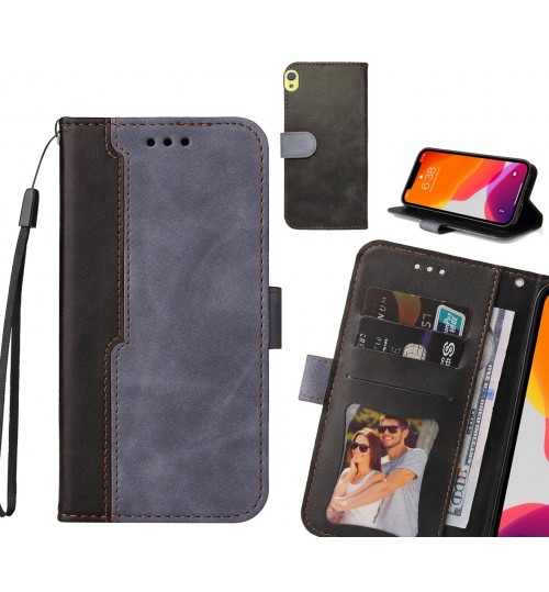 Sony Xperia Xa Case Wallet Denim Leather Case Cover - Grey