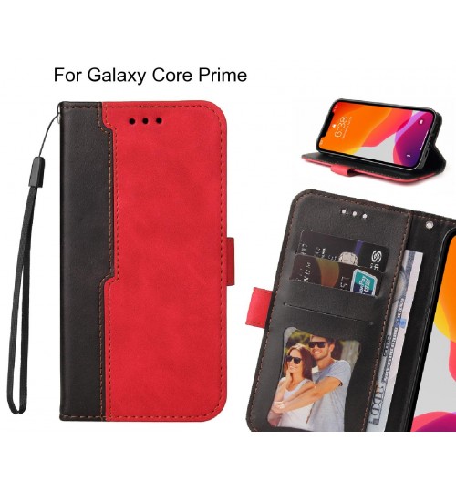 Galaxy Core Prime Case Wallet Denim Leather Case Cover - Red