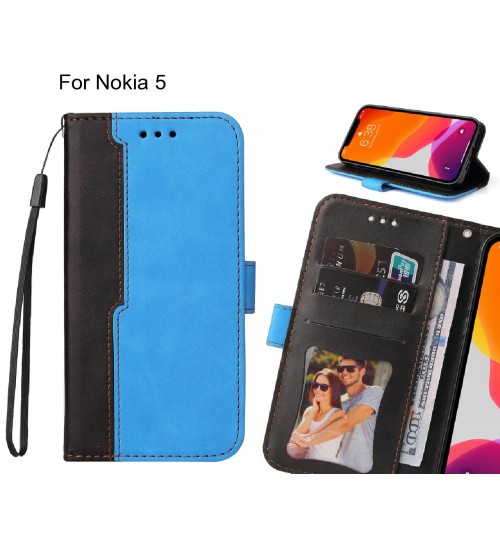 Nokia 5 Case Wallet Denim Leather Case Cover - Blue