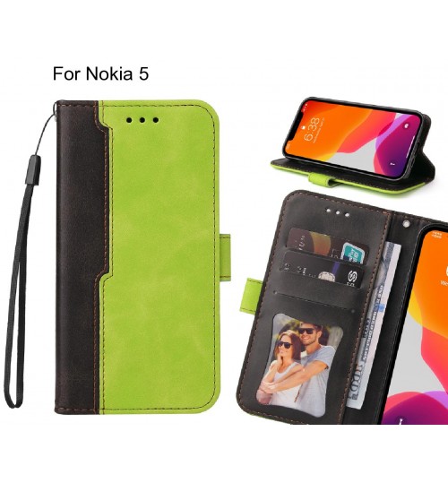 Nokia 5 Case Wallet Denim Leather Case Cover - Green
