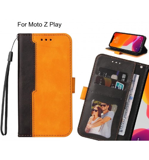 Moto Z Play Case Wallet Denim Leather Case Cover