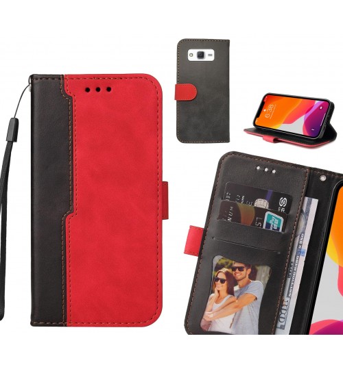Galaxy J5 Case Wallet Denim Leather Case Cover - Red