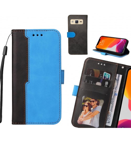 Galaxy J2 Case Wallet Denim Leather Case Cover - Blue