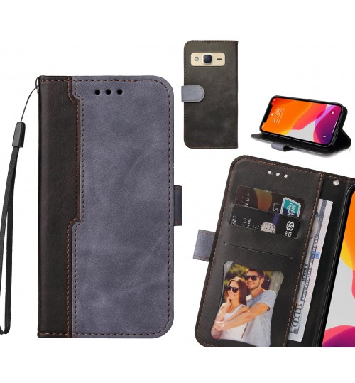 Galaxy J2 Case Wallet Denim Leather Case Cover - Grey