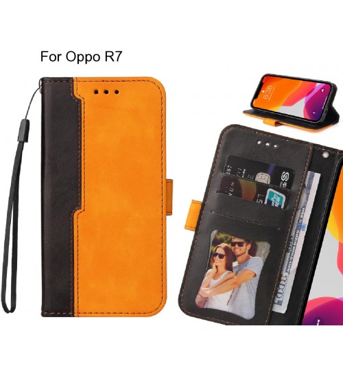 Oppo R7 Case Wallet Denim Leather Case Cover - Orange