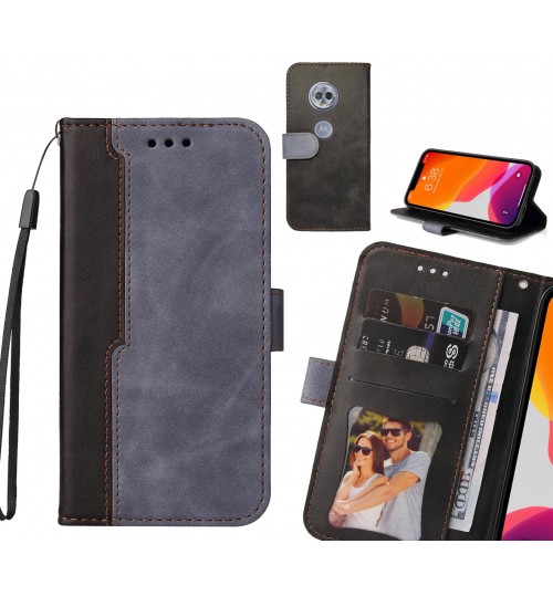 Moto G6 Play Case Wallet Denim Leather Case Cover - Grey