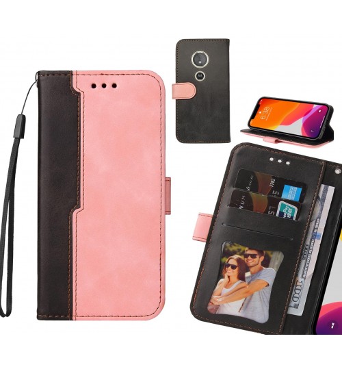 Moto E5 Case Wallet Denim Leather Case Cover - Pink