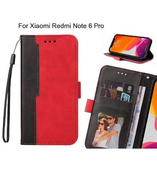 Xiaomi Redmi Note 6 Pro Case Wallet Denim Leather Case Cover - Red