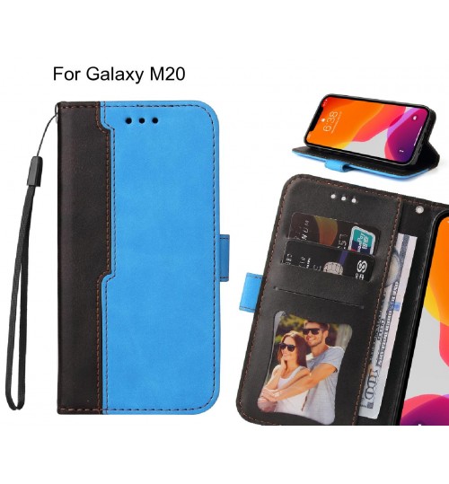 Galaxy M20 Case Wallet Denim Leather Case Cover - Blue