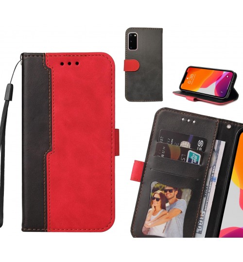 Galaxy S20 Case Wallet Denim Leather Case Cover - Red