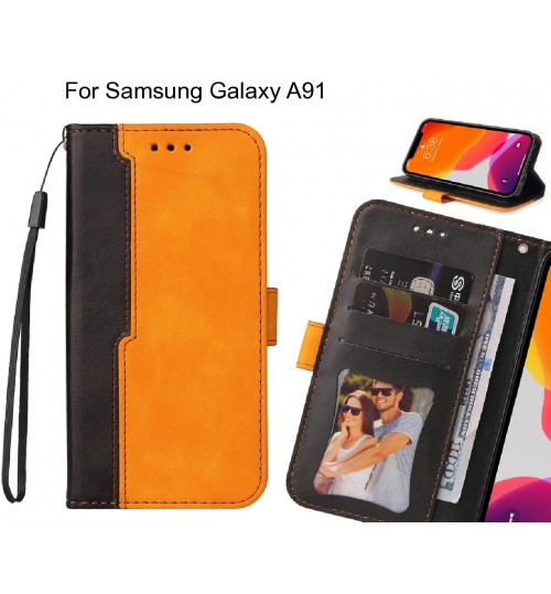 Samsung Galaxy A91 Case Wallet Denim Leather Case Cover - Orange