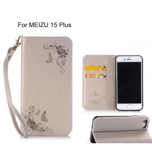 MEIZU 15 Plus CASE Premium Leather Embossing wallet Folio case