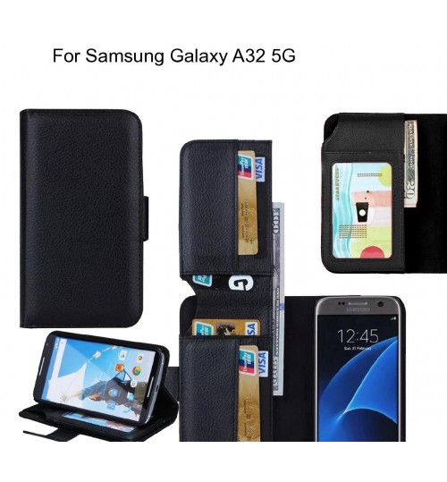 Samsung Galaxy A32 5g Case Leather Wallet Case Cover - Black