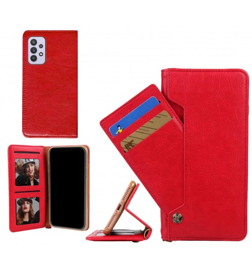 Samsung Galaxy A32 5g Case Slim Leather Wallet Case 4 Cards 2 Id Magnet - Red