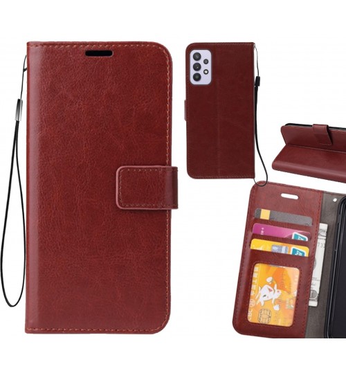 Samsung Galaxy A32 5g Case Fine Leather Wallet Case - Brown