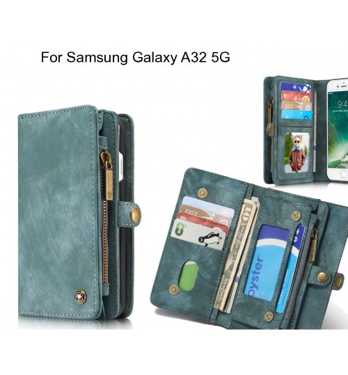 Samsung Galaxy A32 5g Case Retro Leather Case Multi Cards - Green