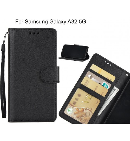 Samsung Galaxy A32 5g  Case Silk Texture Leather Wallet Case - Black