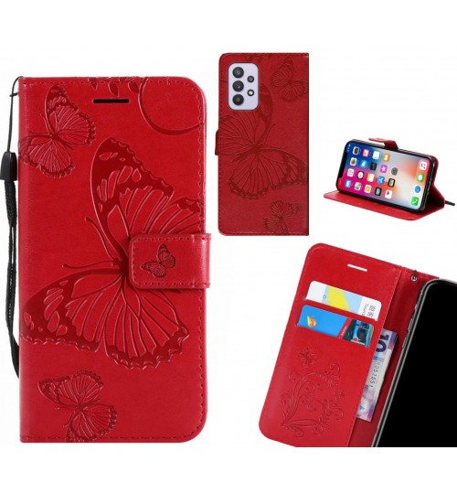 Samsung Galaxy A32 5g Case Embossed Butterfly Wallet Leather Case - Red