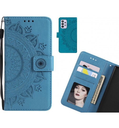 Samsung Galaxy A32 5g Case Mandala Embossed Leather Wallet Case - Blue