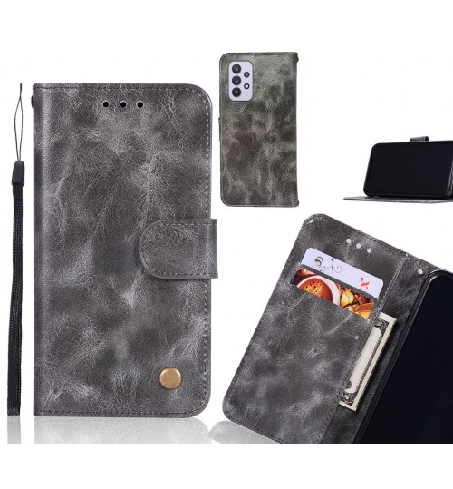 Samsung Galaxy A32 5g Case Vintage Fine Leather Wallet Case - Grey