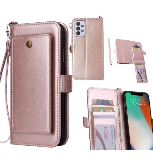 Samsung Galaxy A32 5g Case Retro Leather Wallet Case - Rose Gold