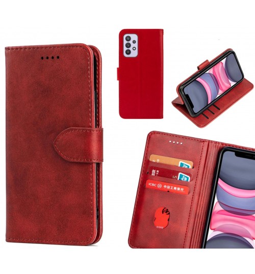 Samsung Galaxy A32 5g Case Premium Leather Id Wallet Case - Red