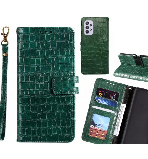Samsung Galaxy A32 5g Case Croco Wallet Leather Case - Green