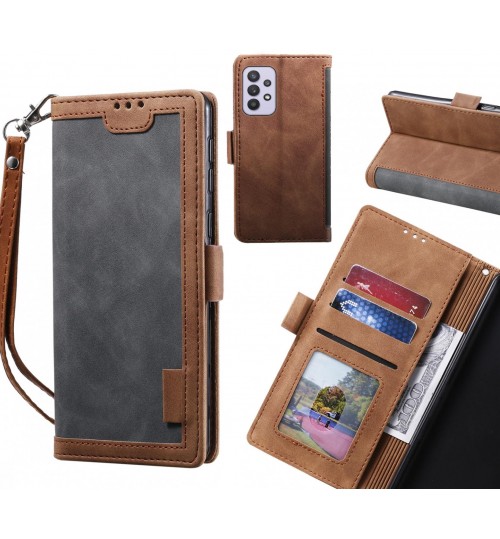 Samsung Galaxy A32 5g Case Wallet Denim Leather Case Cover - Grey