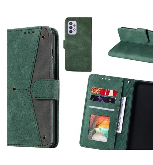 Samsung Galaxy A32 5g Case Wallet Denim Leather Case Cover - Green
