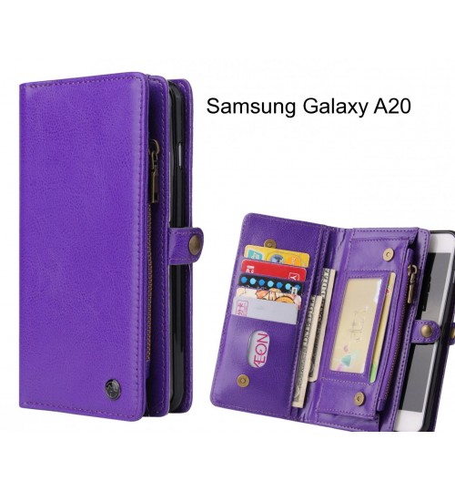 Samsung Galaxy A20 Case Retro leather case multi cards cash pocket &amp; zip