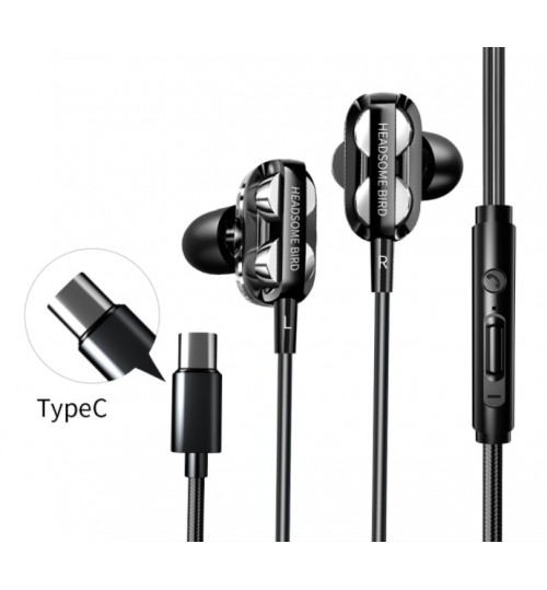 Type C Earphones 3D BASS Stereo with Mic USB C