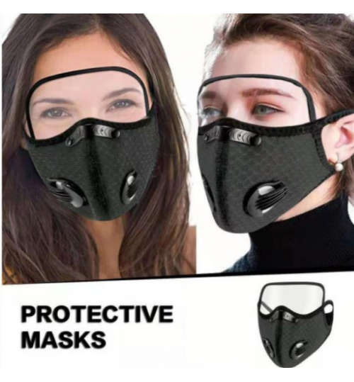 Reusable Face Mask With Filter And Detachable Eye Shield Adults