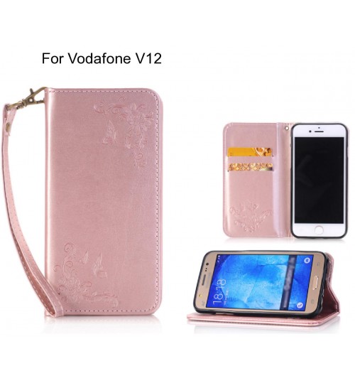 Vodafone V12 CASE Premium Leather Embossing wallet Folio case