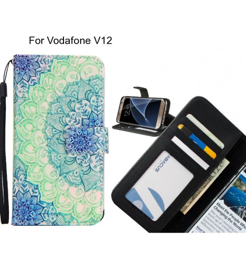 Vodafone V12 case 3 card leather wallet case printed ID