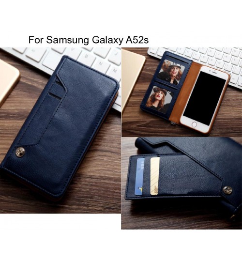 Samsung Galaxy A52s Case Slim Leather Wallet Case 4 Cards 2 Id Magnet - Blue