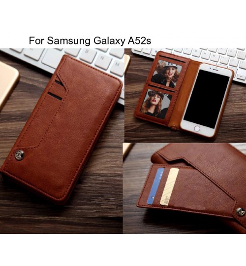 Samsung Galaxy A52s Case Slim Leather Wallet Case 4 Cards 2 Id Magnet - Brown