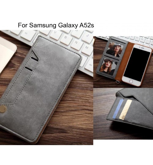 Samsung Galaxy A52s Case Slim Leather Wallet Case 4 Cards 2 Id Magnet - Grey